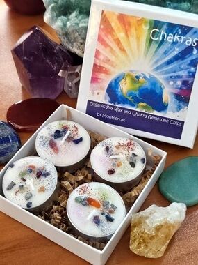 Chakra Gemstone Tea Light Candle Set - Multicolor